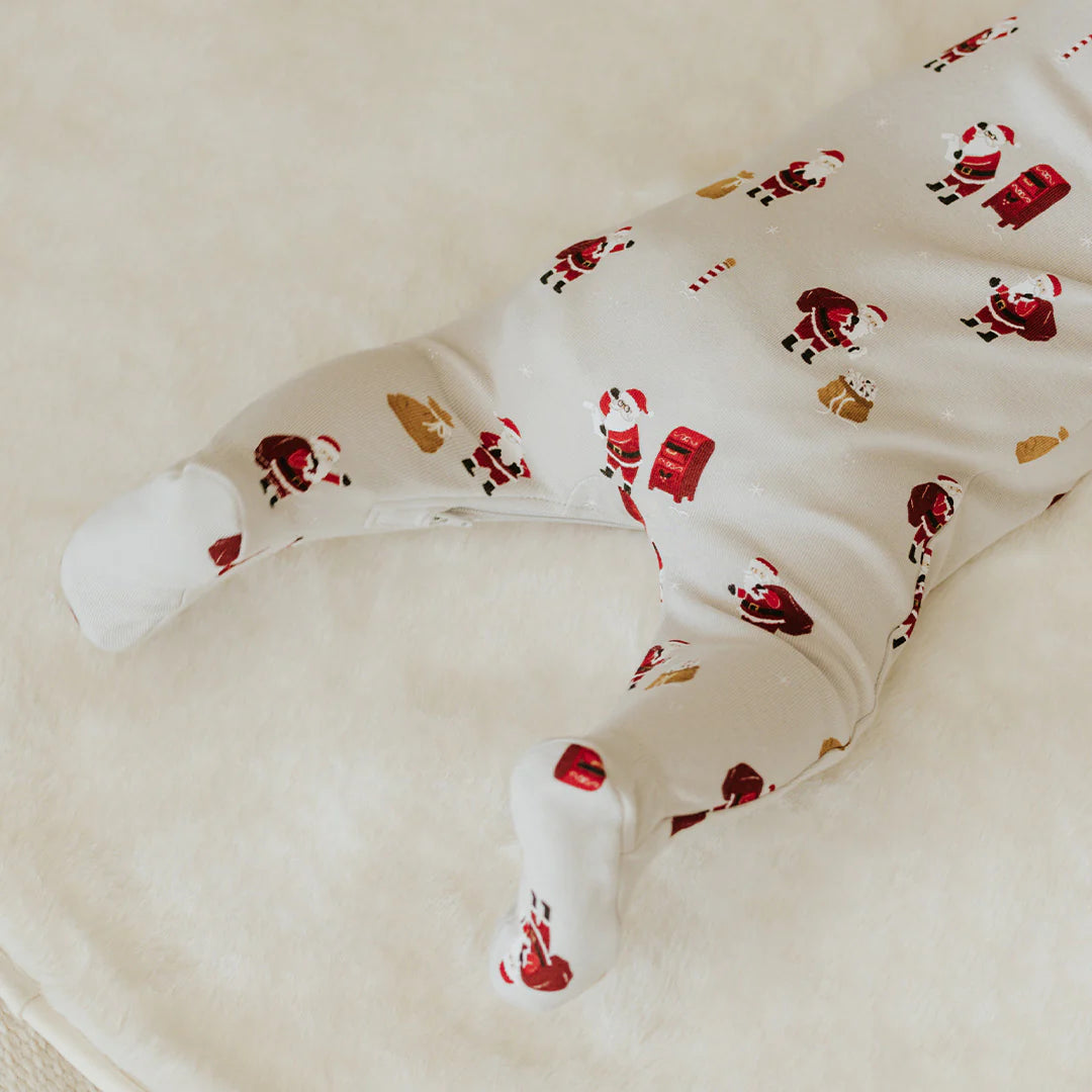 Petit Lem - Organic Cotton Footed Sleeper, Must be Santa