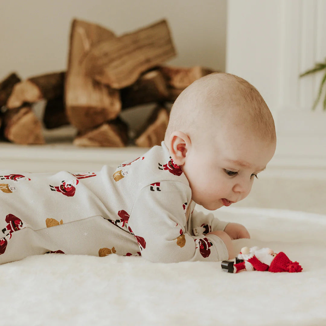 Petit Lem - Organic Cotton Footed Sleeper, Must be Santa