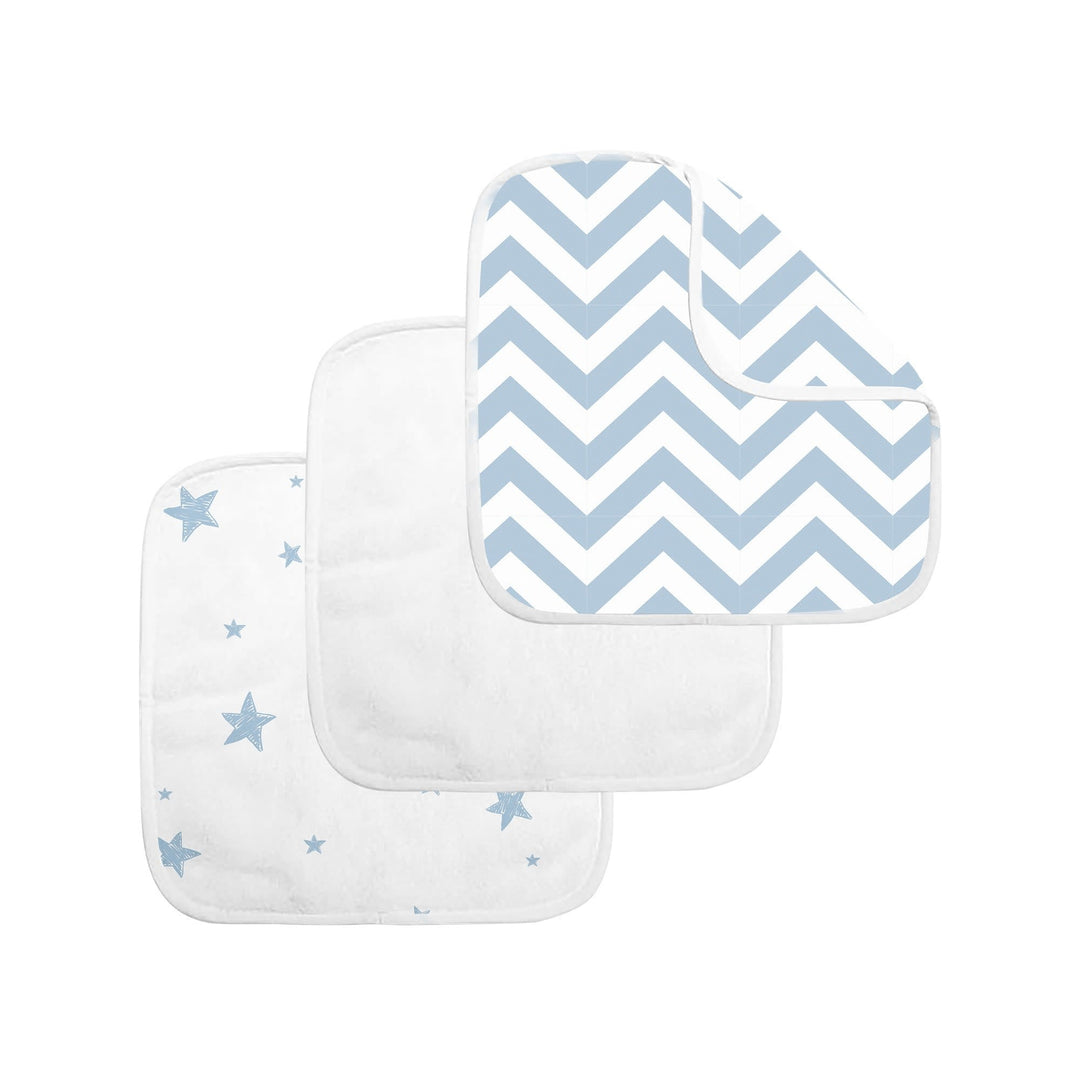 Kushies - Paquet de 3 Débarbouillettes, Chevron Bleu Étoile