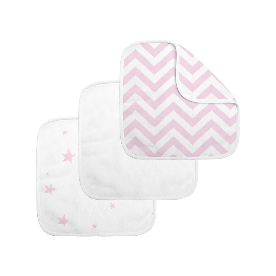 Kushies - Paquet de 3 Débarbouillettes, Chevron Rose Étoile