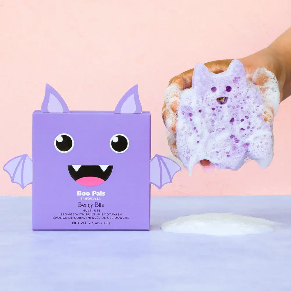 Spongellé - Éponge de Corps Infusée de Gel Douche, Chauve-Souris