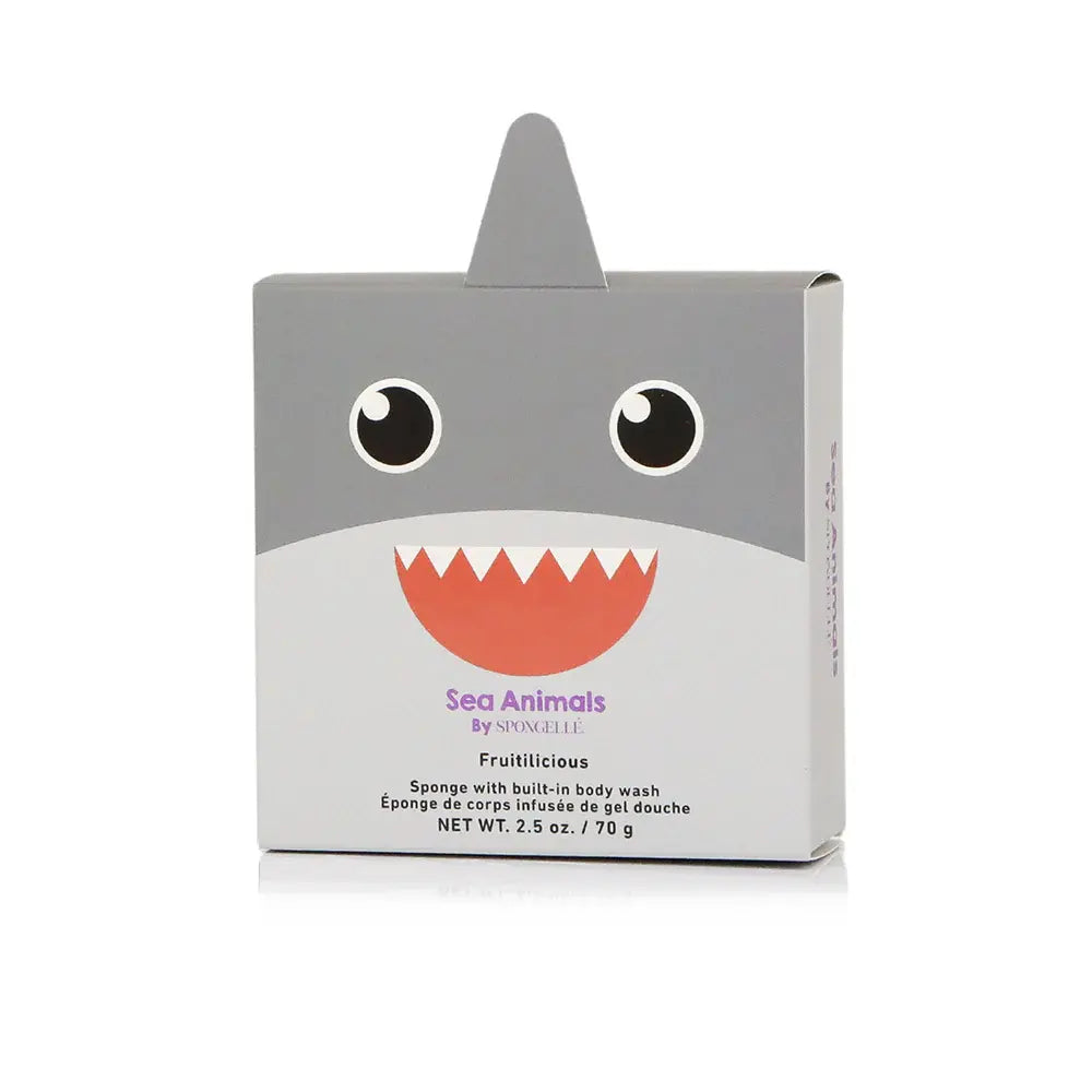 Spongellé - Éponge de Corps Infusée de Gel Douche, Sammy le Requin