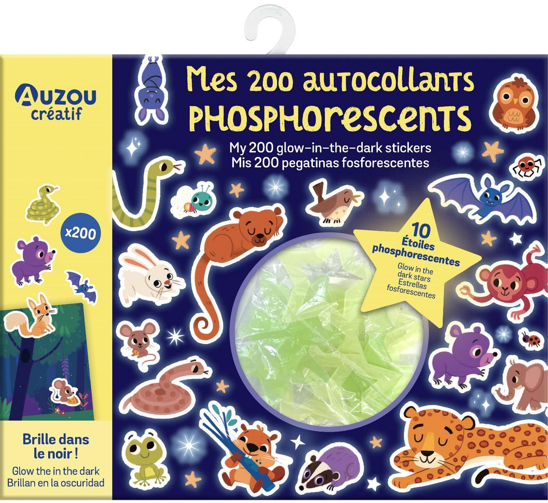 Auzou - Mes 200 Autocollants Phosphorescents, Animaux