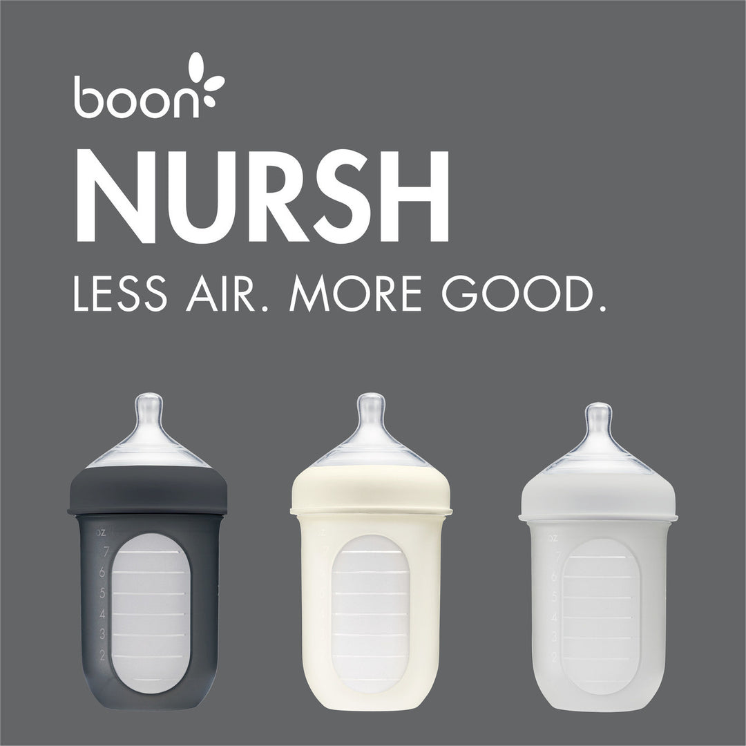 Boon - Pack of 3 Nursh Silicone Bottle 8oz, Grey