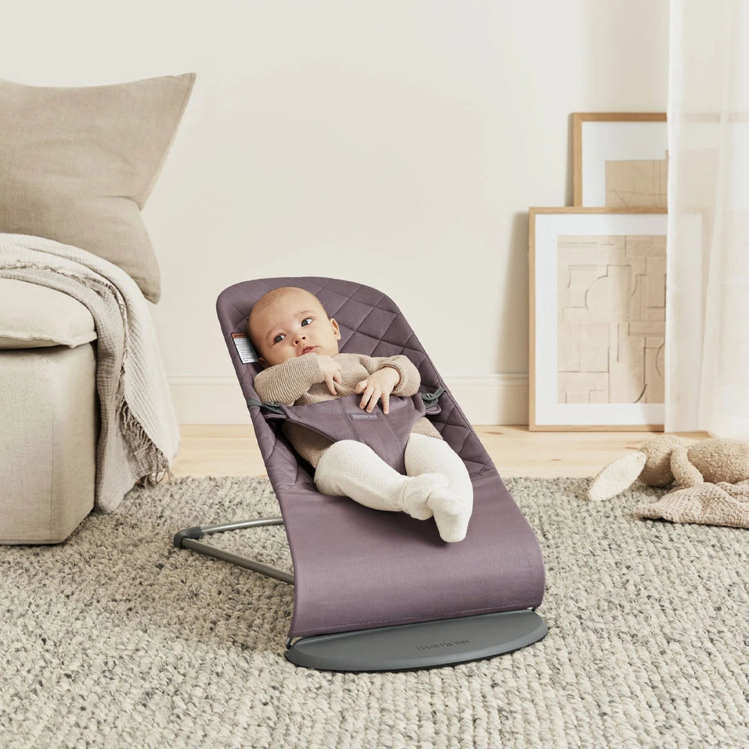 BabyBjörn - Transat Bouncer Bliss, Cadre Gris Foncé, Tissé Mauve Foncé