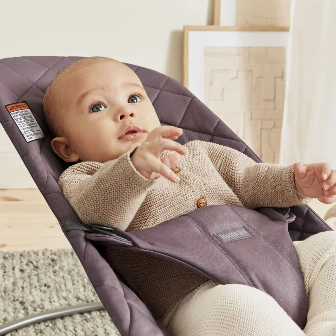 BabyBjörn - Transat Bouncer Bliss, Cadre Gris Foncé, Tissé Mauve Foncé