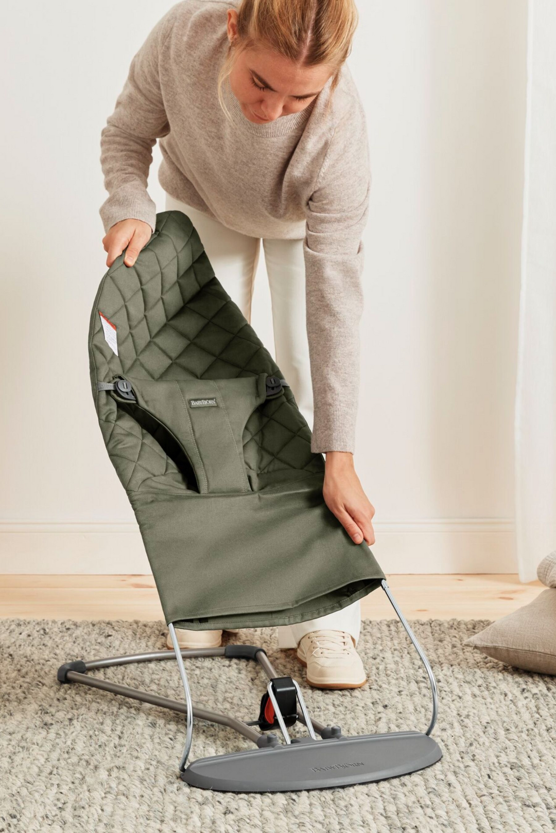 BabyBjörn - Ensemble Transat Bouncer Bliss et Jouet en Bois, Vert Foncé