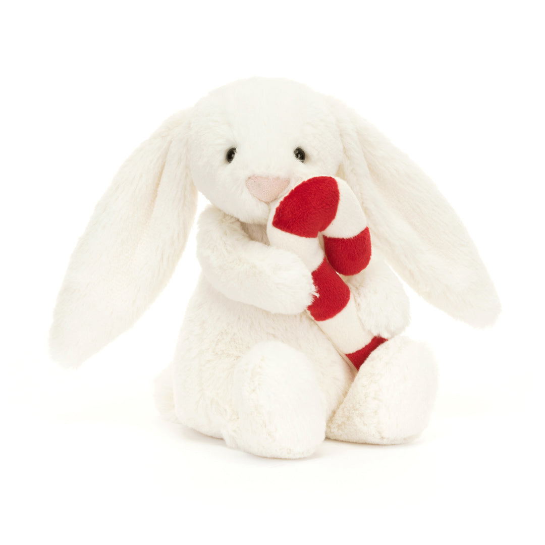 Jellycat - Lapin Bashful avec Canne de Noël 7"