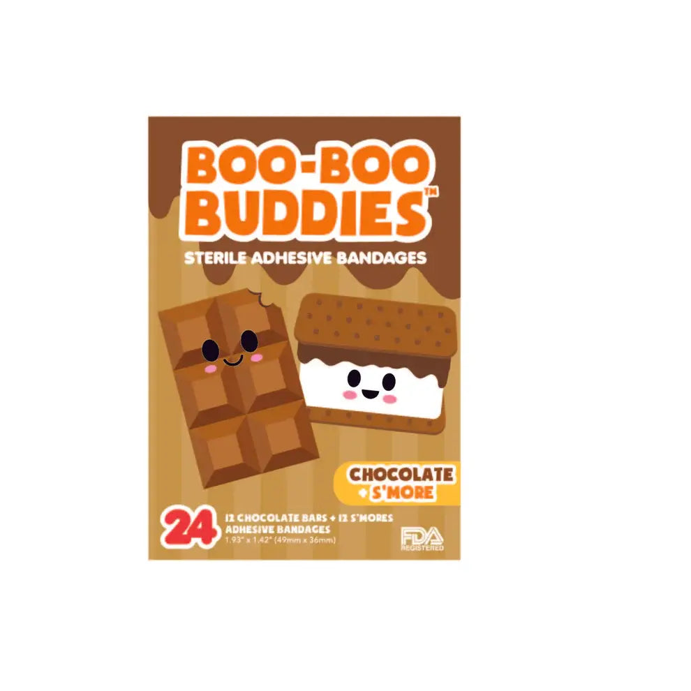 Boo-Boo Buddies - Boîte de 24 Pansements Ludiques, Chocolat et S'more