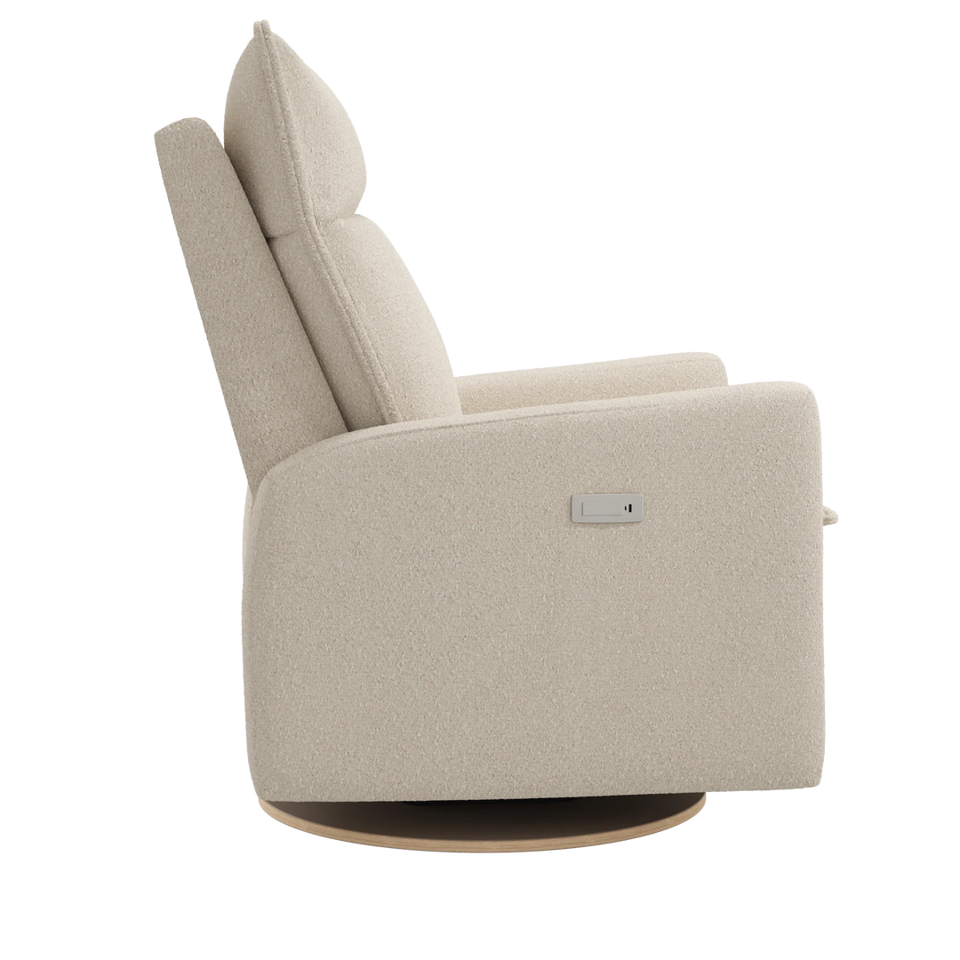 Arya Motorized Reclining Swivel Armchair, Sheep Cream