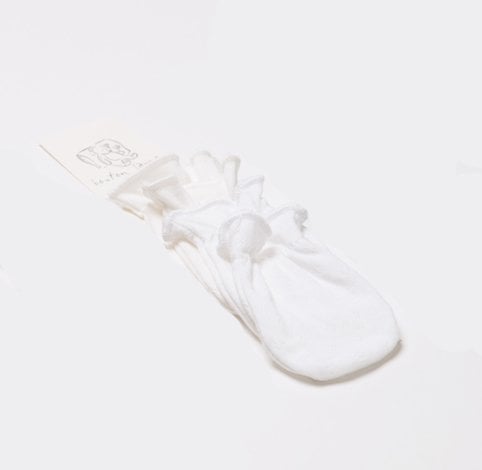 2 Paires de Mitaines de Naissance avec Élastique, Crème, 0-3 mois