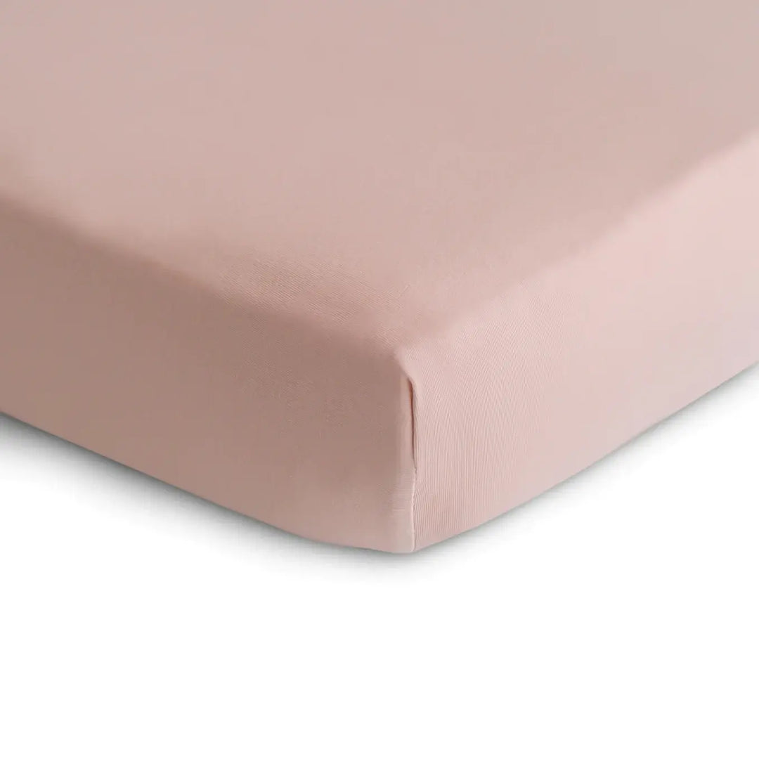 Mushie - Organic Cotton Stretchy Crib Sheet, Blush