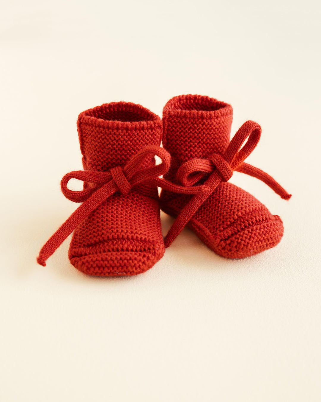 Hvid Knitwear - Chaussons en Laine Mérinos, Rouge, 0-9 mois