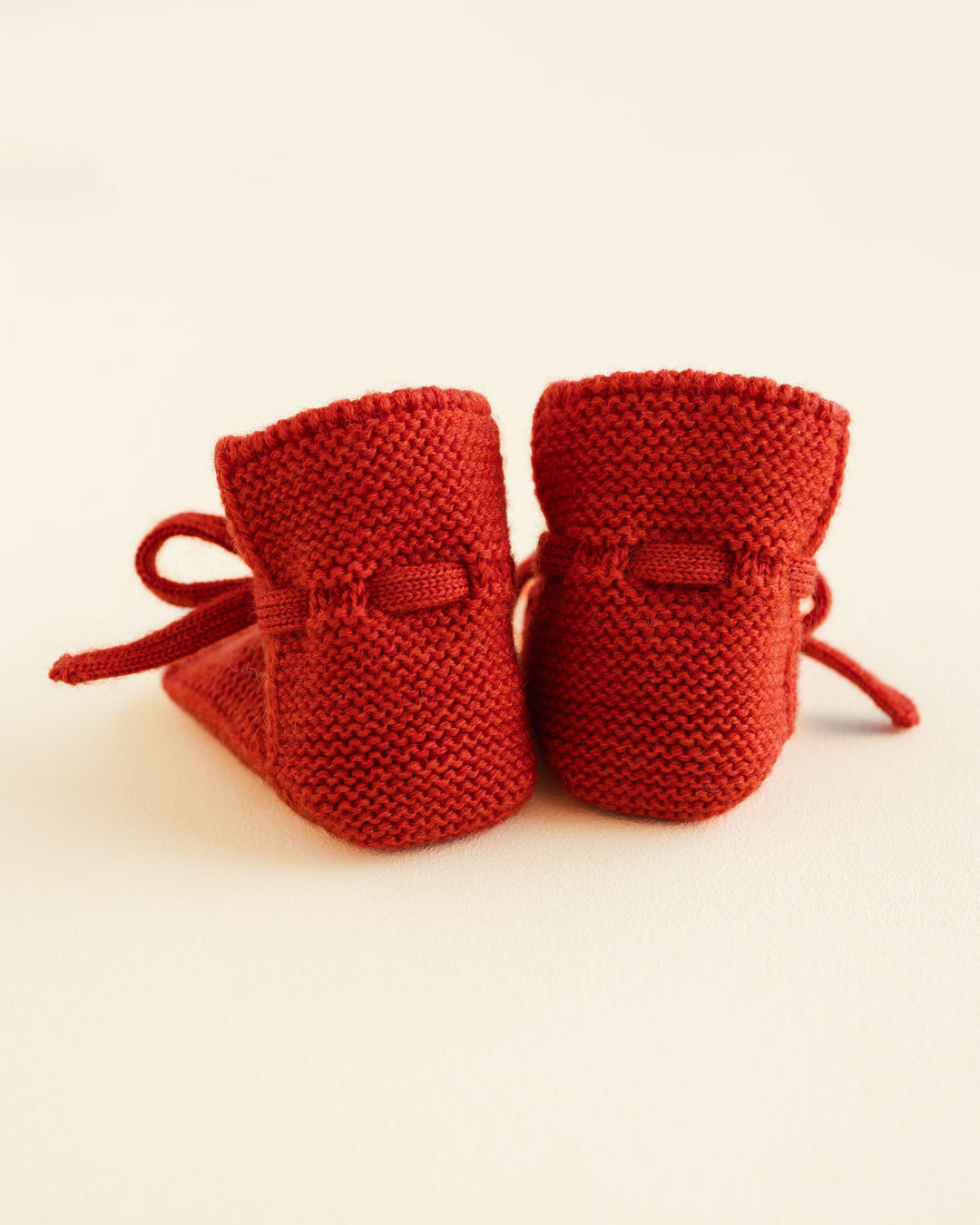 Hvid Knitwear - Chaussons en Laine Mérinos, Rouge, 0-9 mois