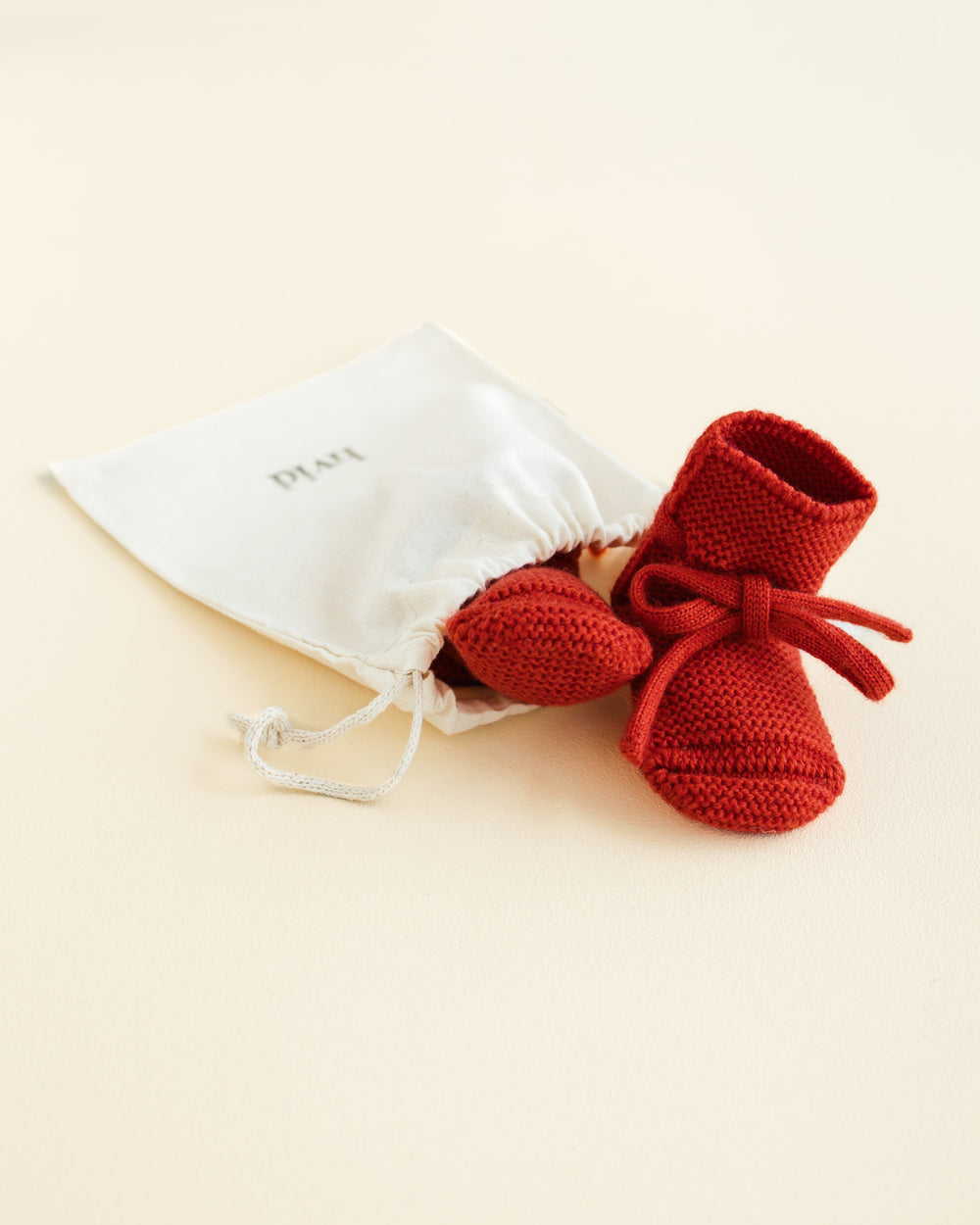 Hvid Knitwear - Chaussons en Laine Mérinos, Rouge, 0-9 mois