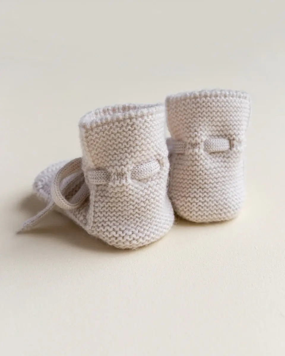 Hvid Knitwear - Chaussons en Laine Mérinos, Crème, 0-9 mois