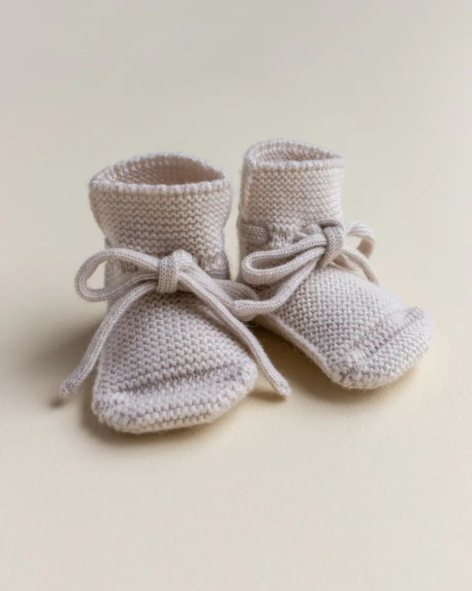 Hvid Knitwear - Chaussons en Laine Mérinos, Crème, 0-9 mois