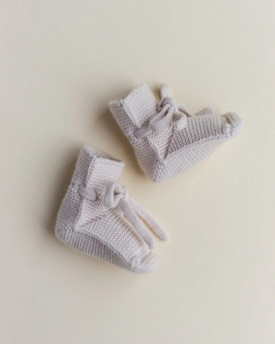 Hvid Knitwear - Chaussons en Laine Mérinos, Crème, 0-9 mois