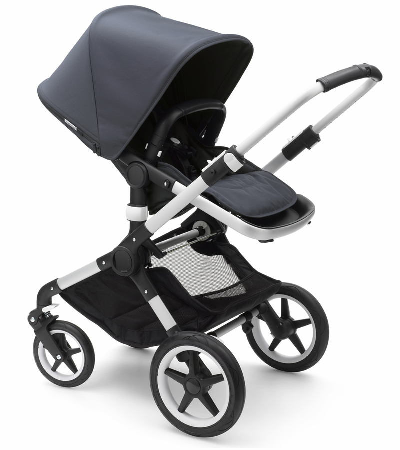 Fox Plus - Complete Stroller, Aluminium - Steel Blue With Misty White Canopy