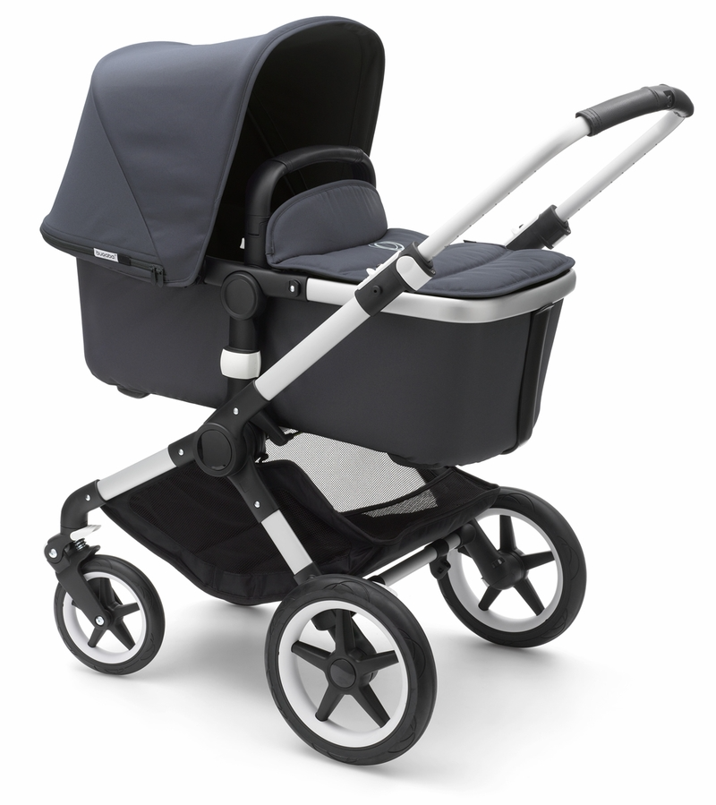 Fox Plus - Complete Stroller, Aluminium - Steel Blue With Misty White Canopy