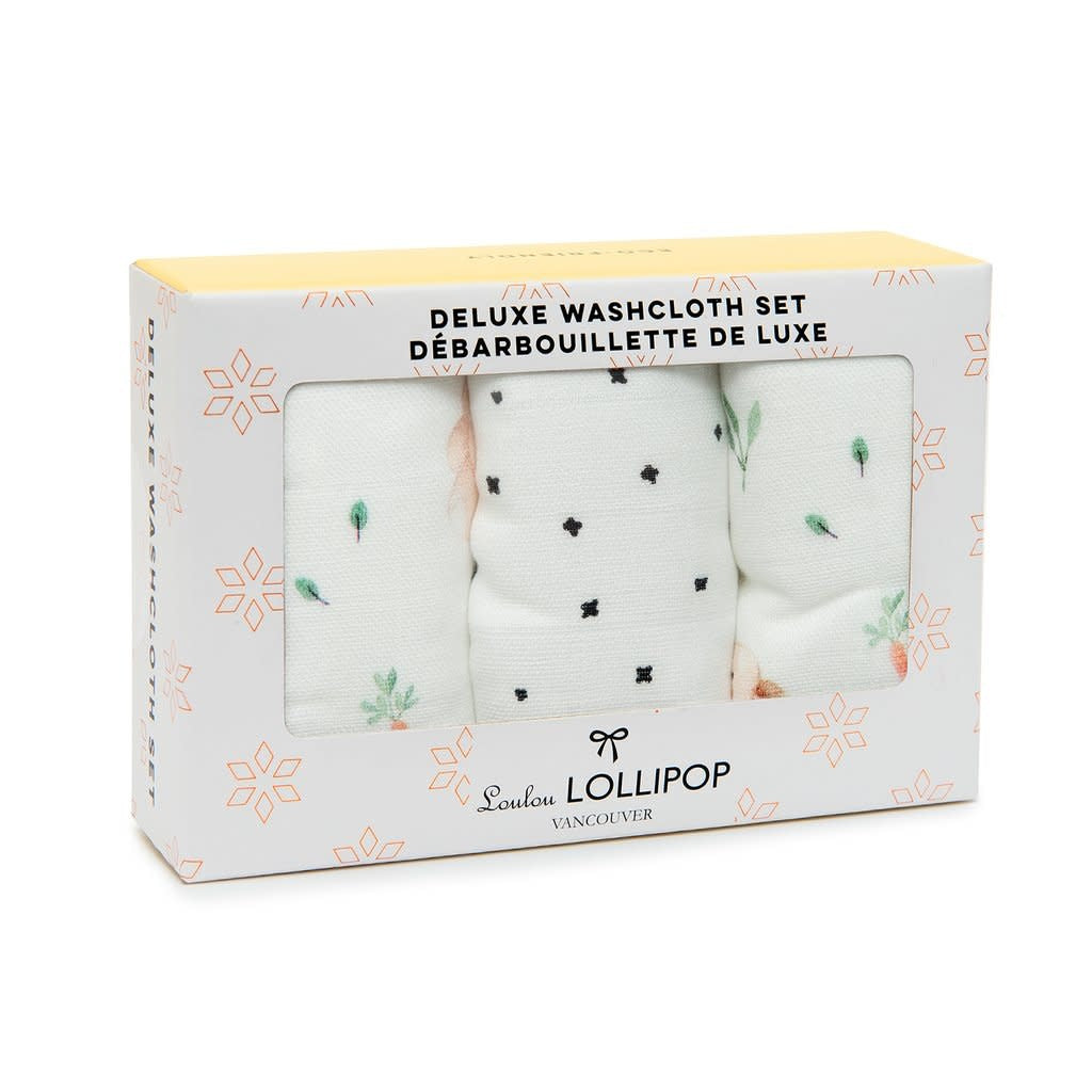 Loulou Lollipop - Bamboo Muslin Washcloths, Bunny Meadow