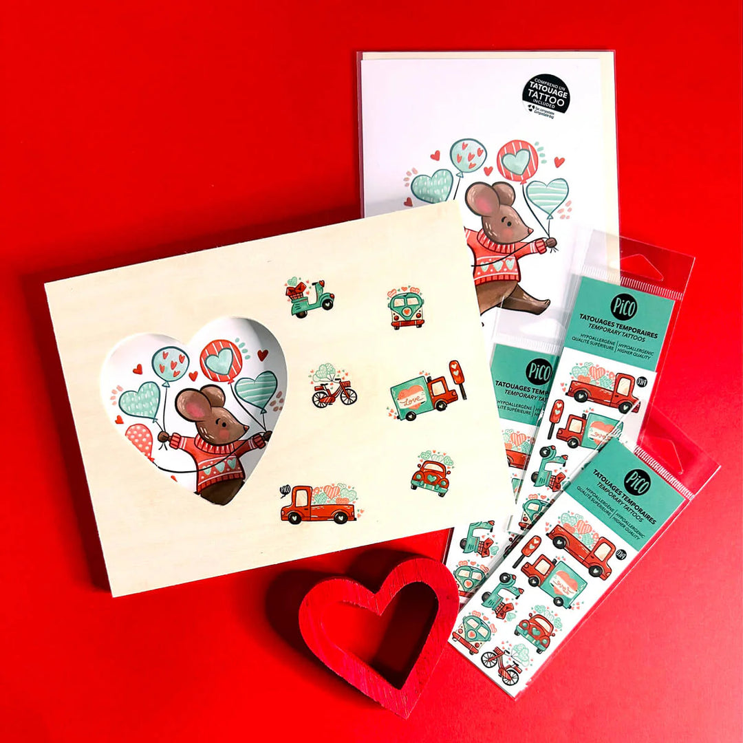 Greeting Card With Temporary Tattoos, Love Delivery