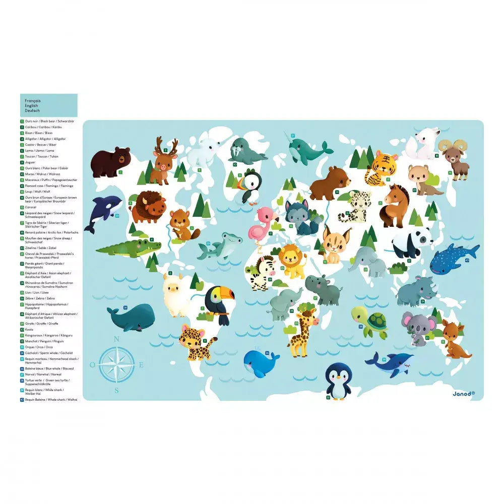 Carte du Monde Magnétique, Animaux