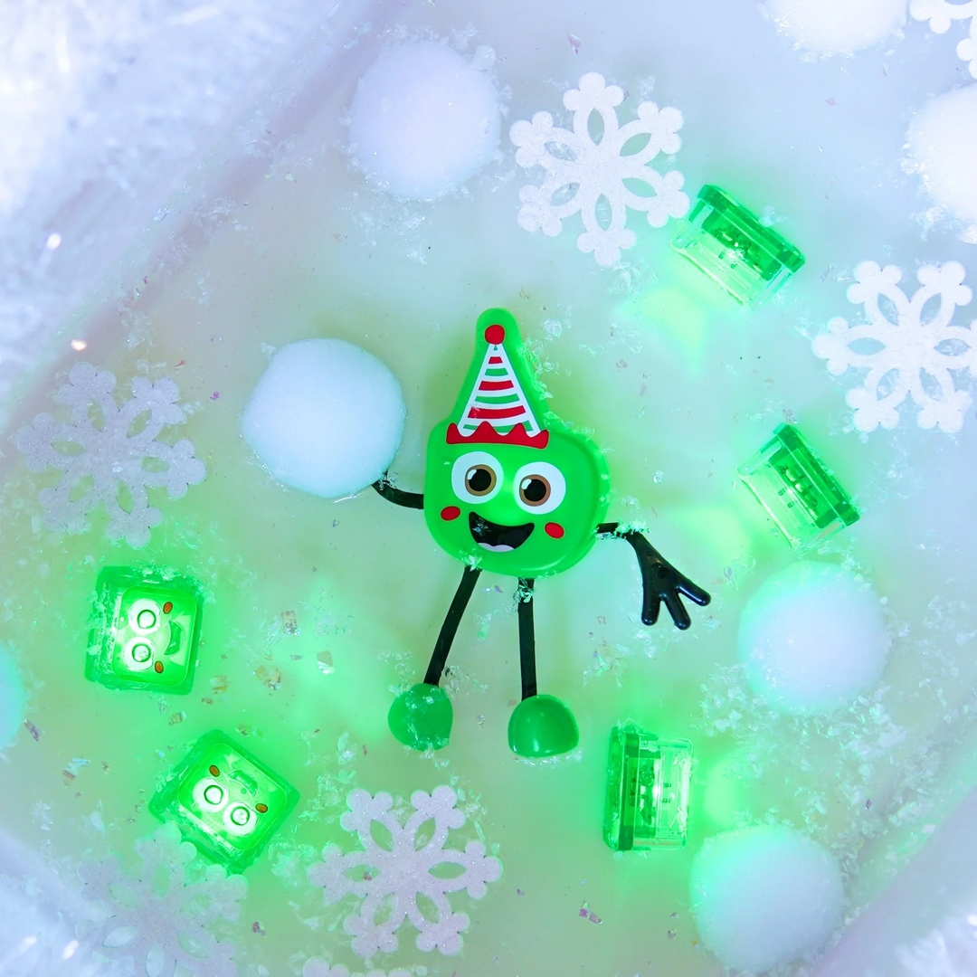 Glo Pals - Personnage avec 2 Cubes Lumineux Activés par l'Eau, Noël 2.0