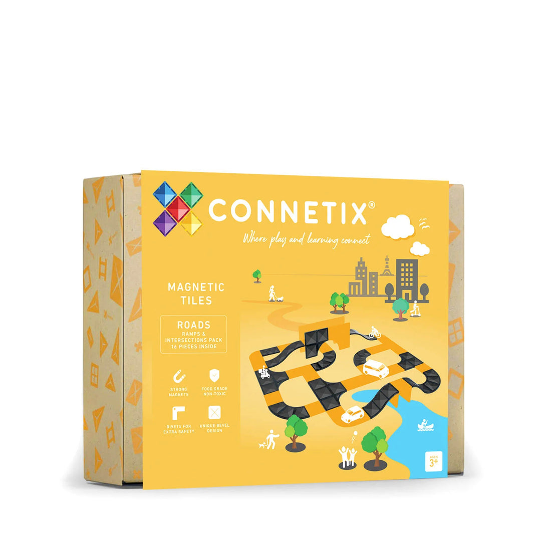 Connetix - Jeu de Construction avec Tuiles Magnétiques, Ensemble Rampes et Intersections 16 Pièces