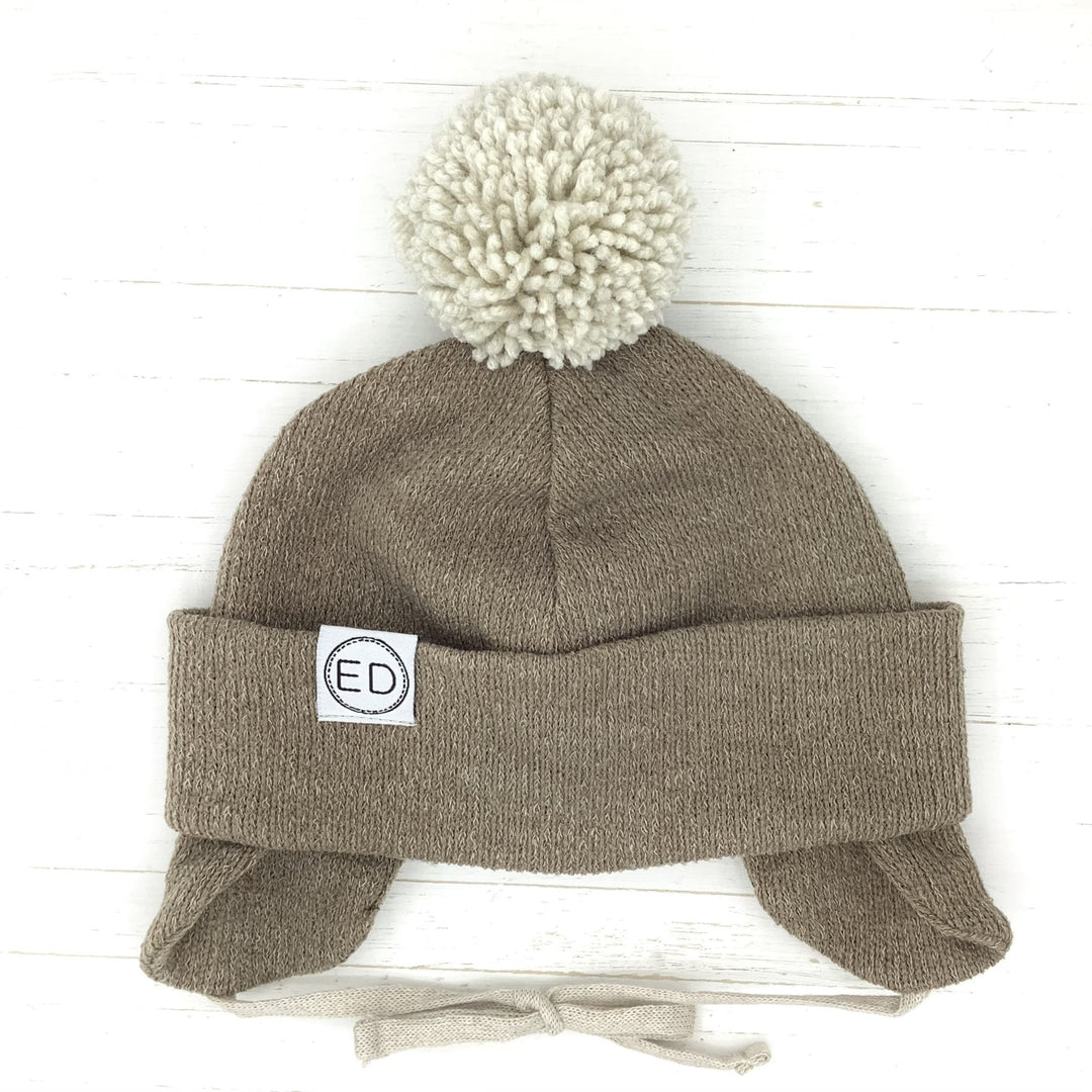 ED Design - Tuque Chinée Junior avec Oreilles et Pompon, Taupe