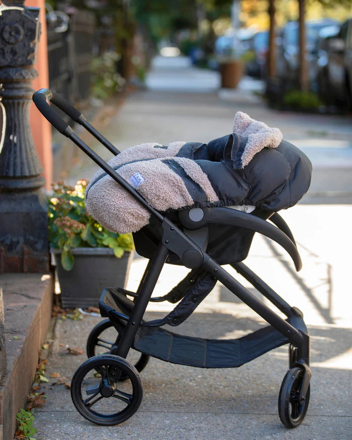 Housse Cocon pour Siège d'Auto, Peluche Avoine et Charbon, 0-12 mois