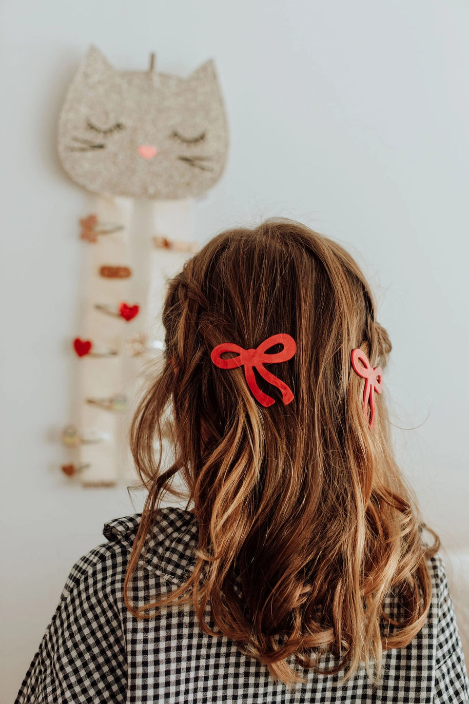 Glitter Bow Hair Clip, Red