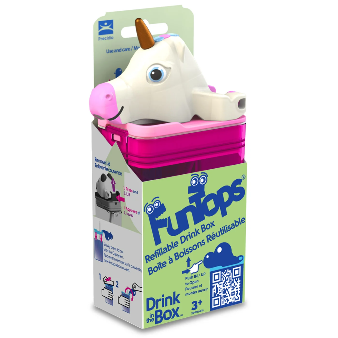 Boîte de Jus Réutilisable avec Couvercle Amusant, Sparkle la Licorne