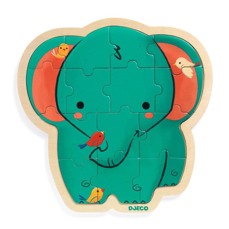 Djeco - Casse-tête en Bois Puzzlo, Éléphant