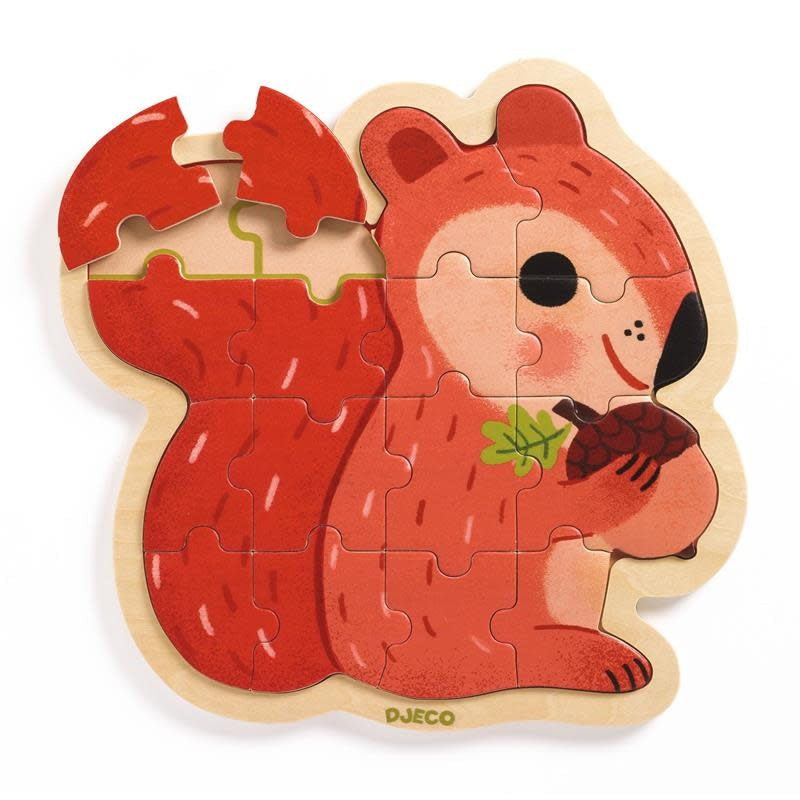 Djeco - Wooden Puzzle Puzzlo, Squirrel