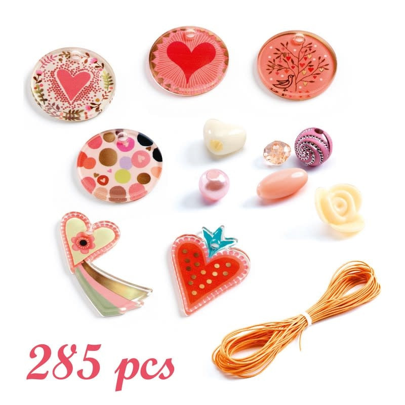 Djeco - Fancy Bead Jewelry Making Set, Hearts