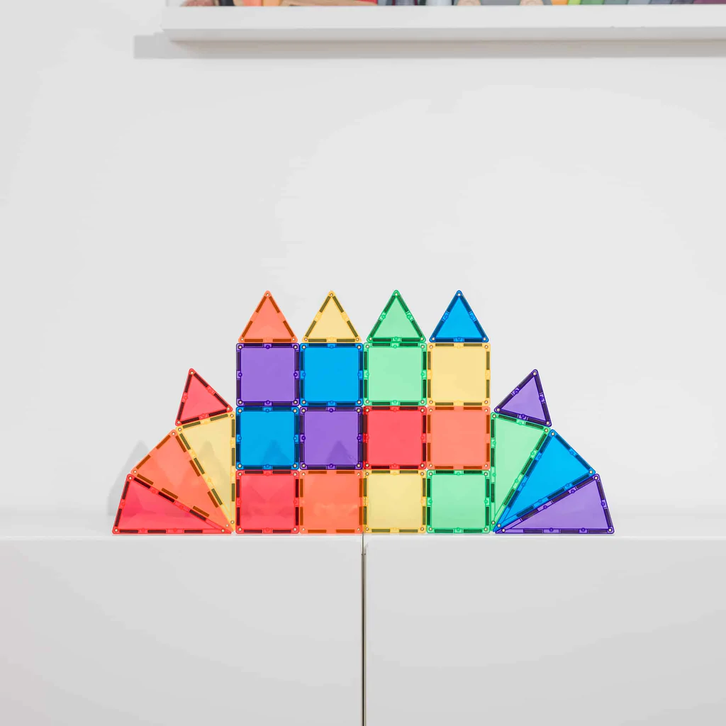 Jeu de Construction avec Tuiles Magnétiques, Mini Ensemble Arc-En-Ciel de 24 Pièces