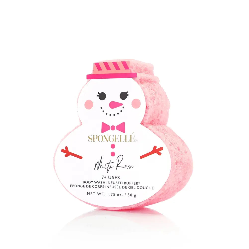 Spongellé - Éponge de Corps Infusée de Gel Douche, Bonhomme de Neige Rose