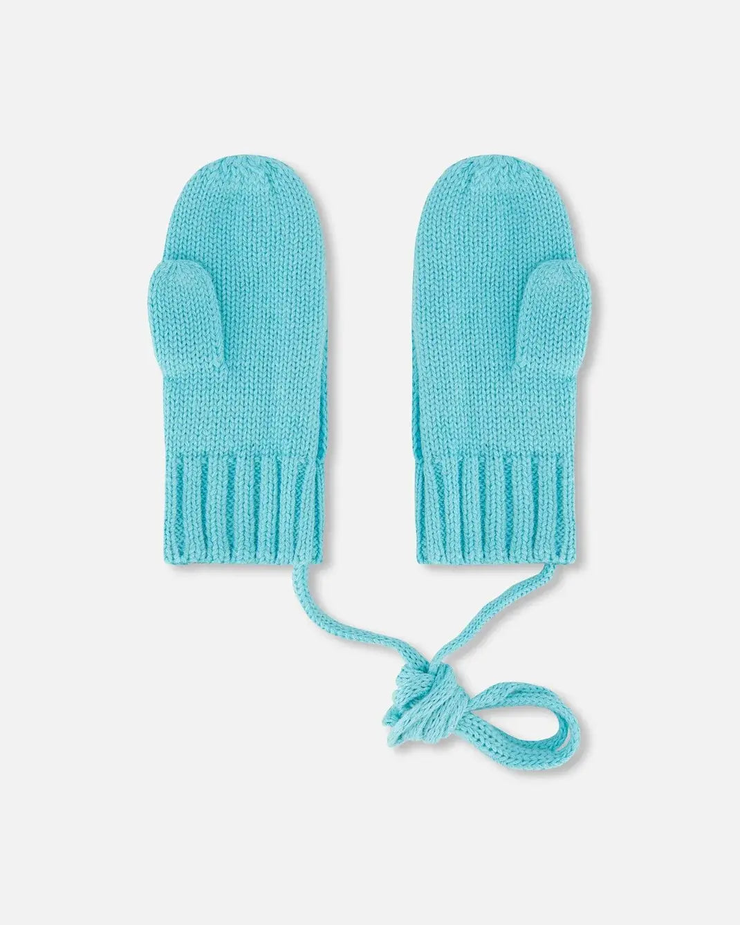 Mitaines en Tricot avec Cordon, Brume Aqua