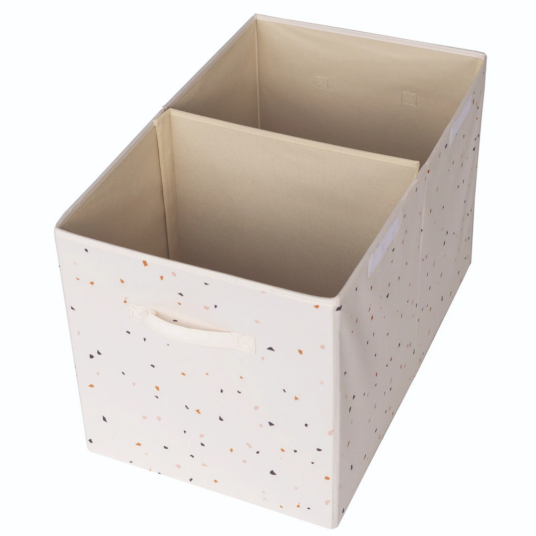 Coffre à Jouets en Tissu Recyclé, Terrazzo Crème