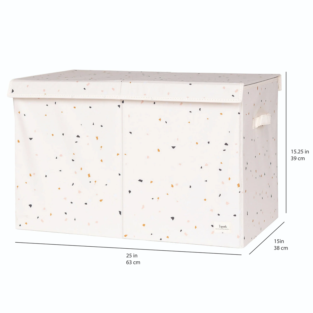 Coffre à Jouets en Tissu Recyclé, Terrazzo Crème