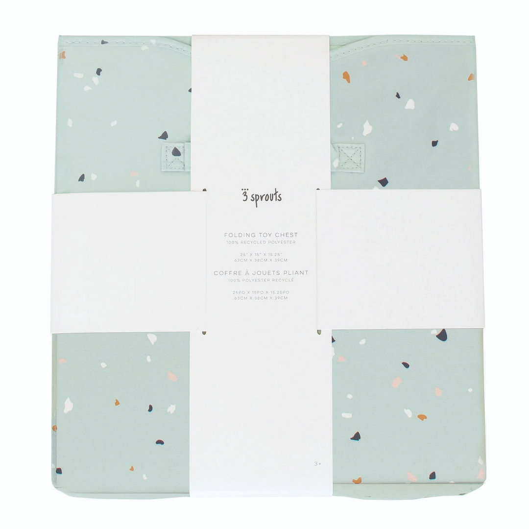 3 Sprouts - Coffre à Jouets en Tissu Recyclé, Terrazzo Vert