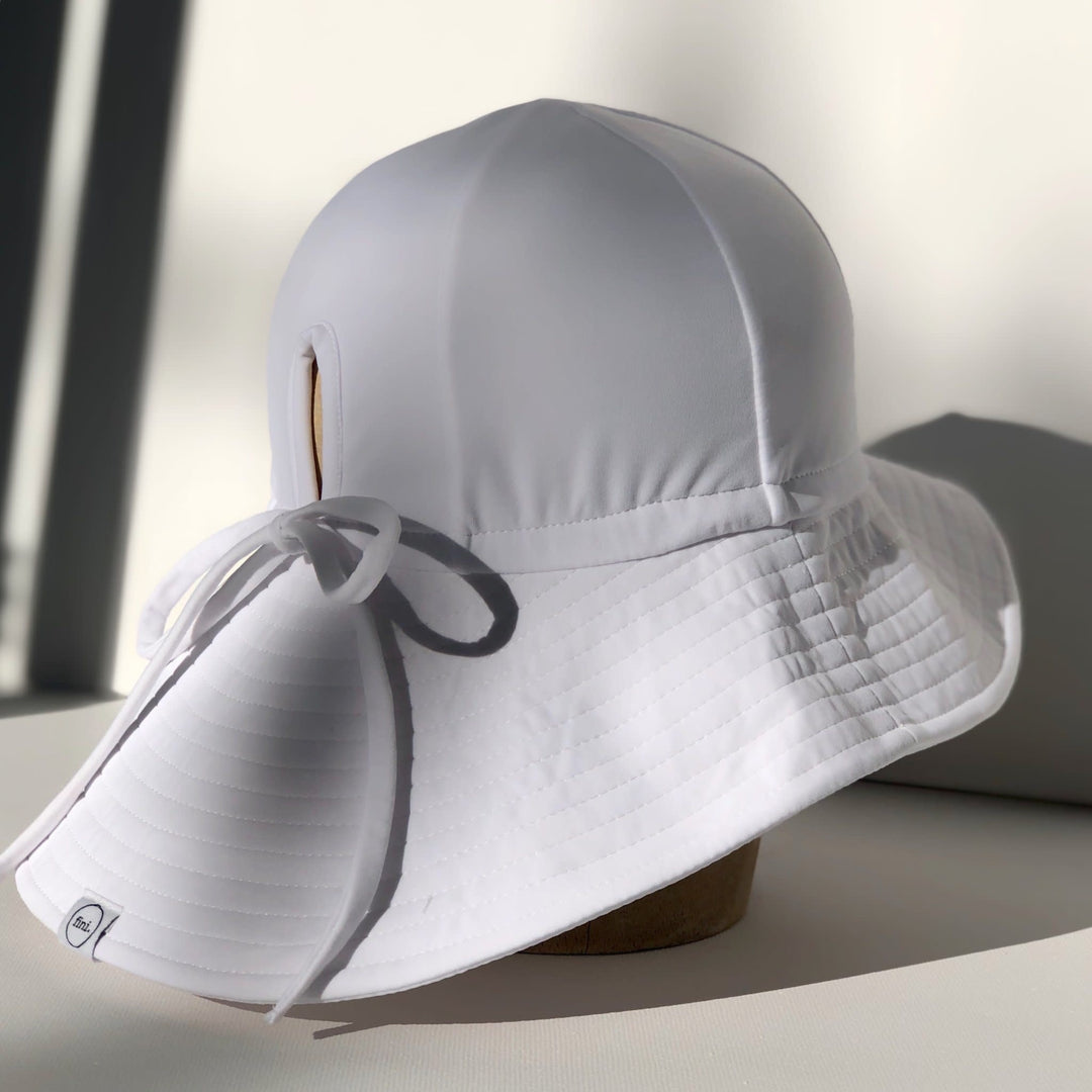 Chapeau Soleil Floppy en Nylon, Blanc