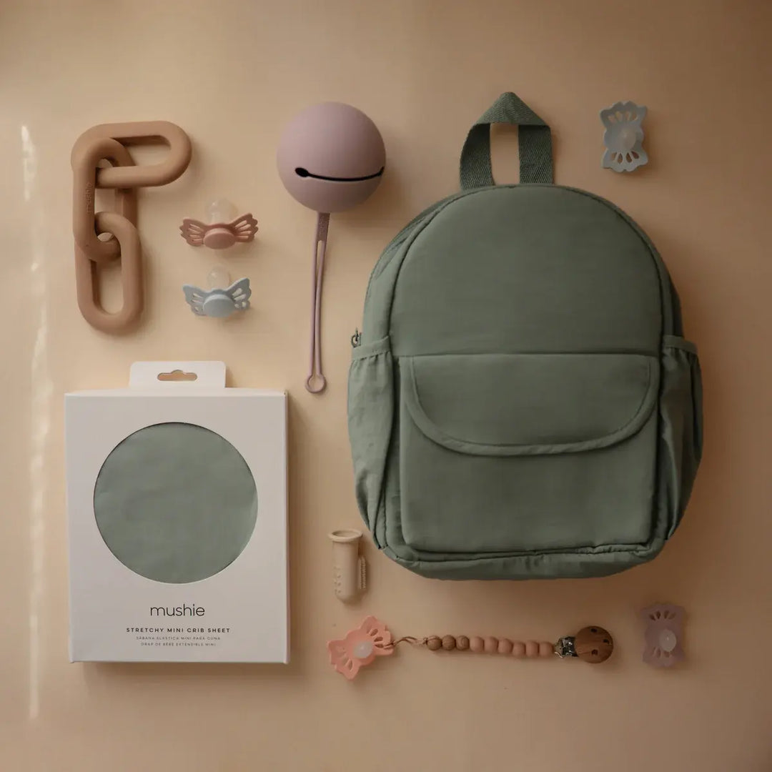 Mushie - Mini Sac à Dos pour Enfants, Vert Romain