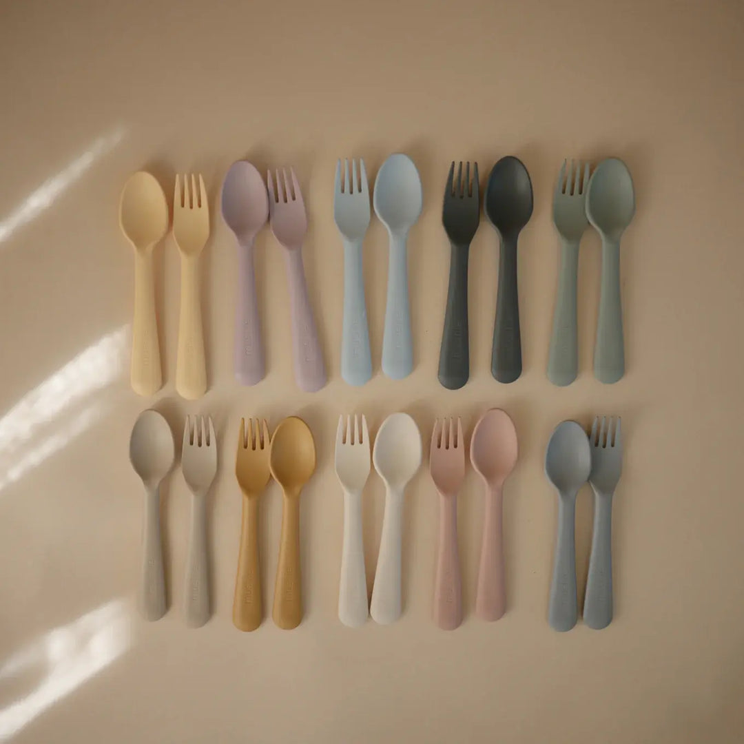 Mushie - Fork and Spoon Set, Sage