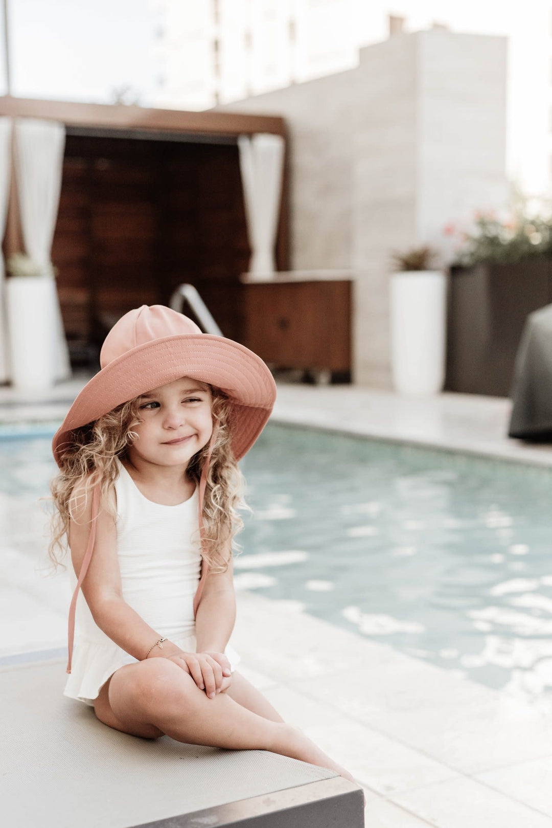 Chapeau Soleil Floppy en Nylon, Blanc