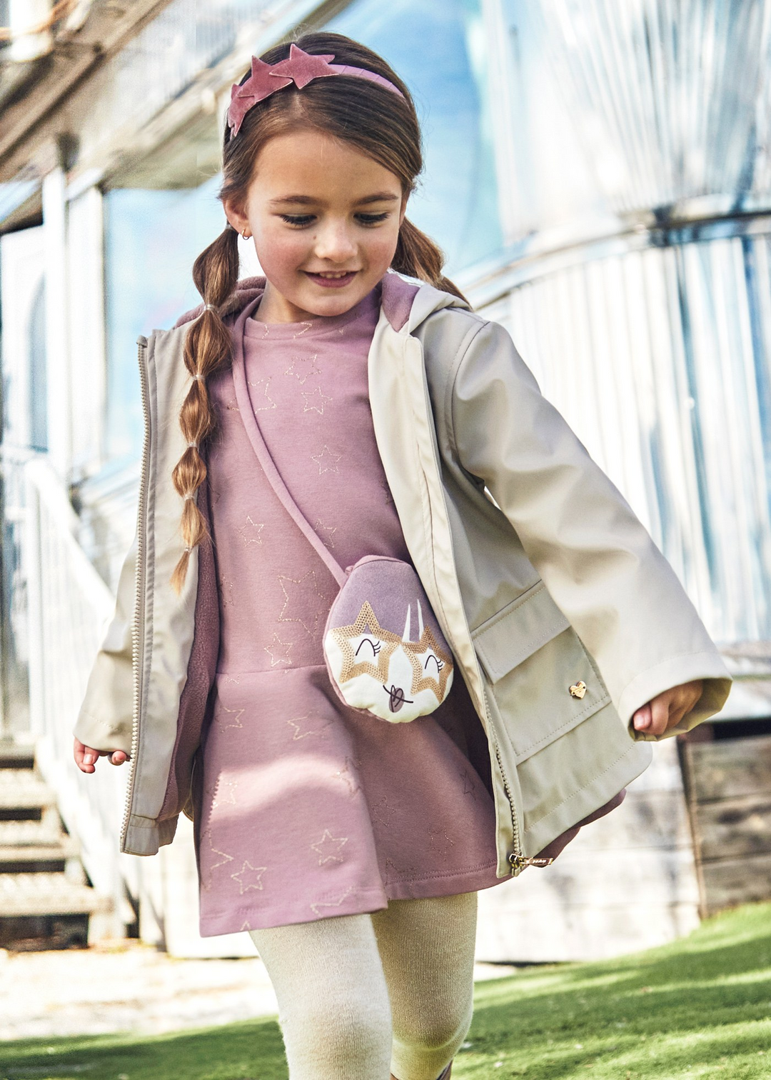 Mayoral - Robe à Manches Longues avec Sac, Étoile