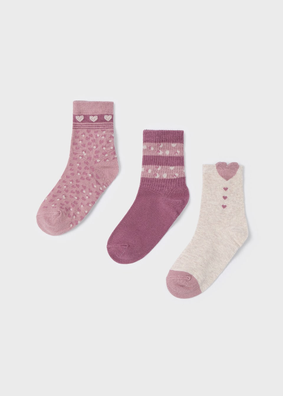 Mayoral - Paquet de 3 Paires de Chaussettes, Rosé Coeurs