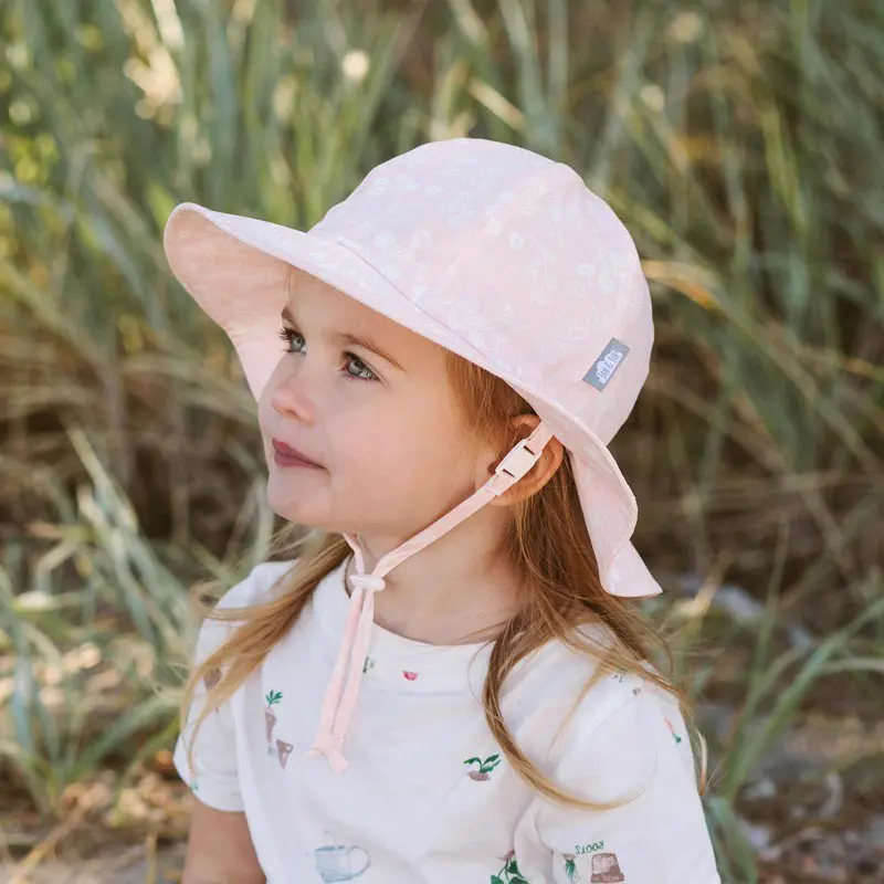 Jan & Jul - Chapeau Soleil Ajustable en Coton, Rose Fleurs de Prairie