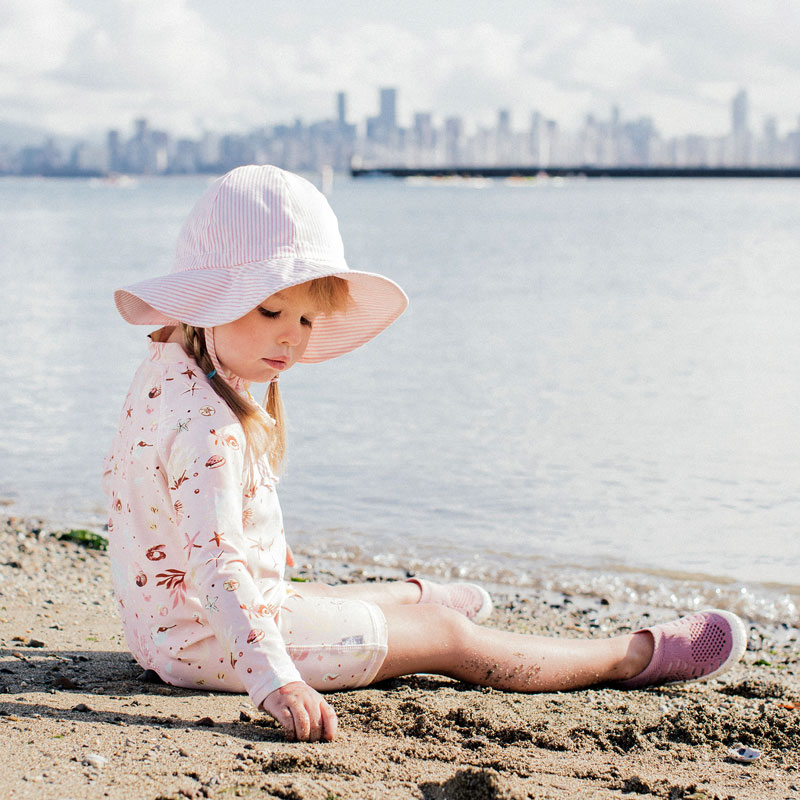 Jan & Jul - Chapeau Soleil Ajustable en Coton, Rayures Roses